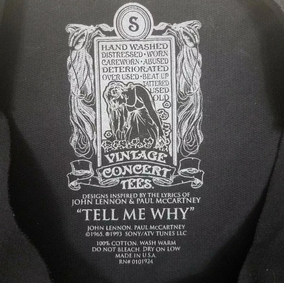NWOT Women's The Beatles Tell Me Why Vintage Concert Tees - Picture 3 of 4